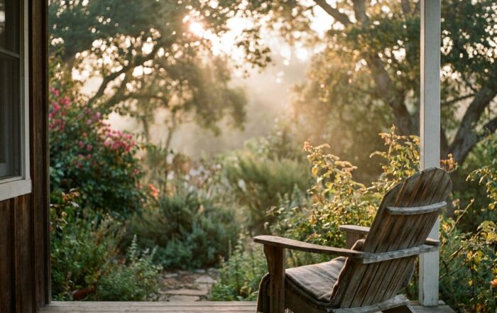 Rehab for Depression and Alcohol Addiction: Why Treating Both at Once Saves Lives 7 Peaceful California residential porch at sunrise symbolizing hope and stability in sober living after residential rehab