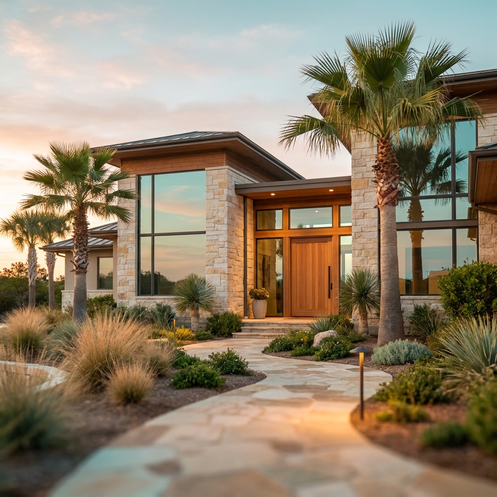 Serene accredited drug rehab facility in California with warm golden lighting and welcoming entrance pathway Serene accredited drug rehab facility in California with warm golden lighting and welcoming entrance pathway